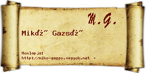 Mikó Gazsó névjegykártya